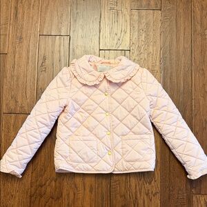 Janie & Jack - Light Pink Quilted Girls’ Jacket with Ruffle Collar. Size 7/8